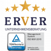 Zeigt das Logo der ErVer Unternehmensberatung und die DIN ISO 9001 Zertifizierung